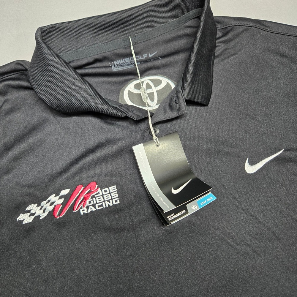 Joe Gibbs Racing Toyota Nike Polo Shirt Large Black Dri-FIT NWT 749332-010